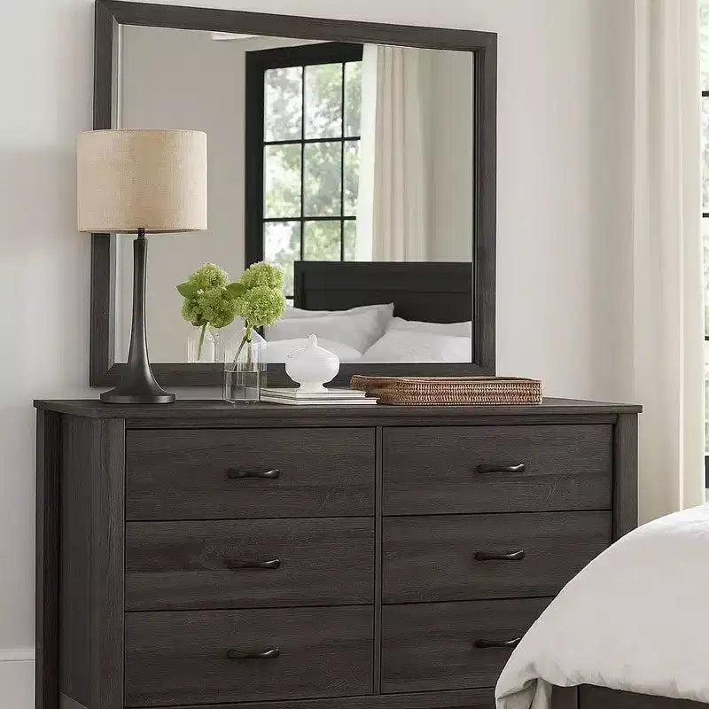 Royal Hampton 39 Inch Contemporary Wooden Frame Mirror, Gray