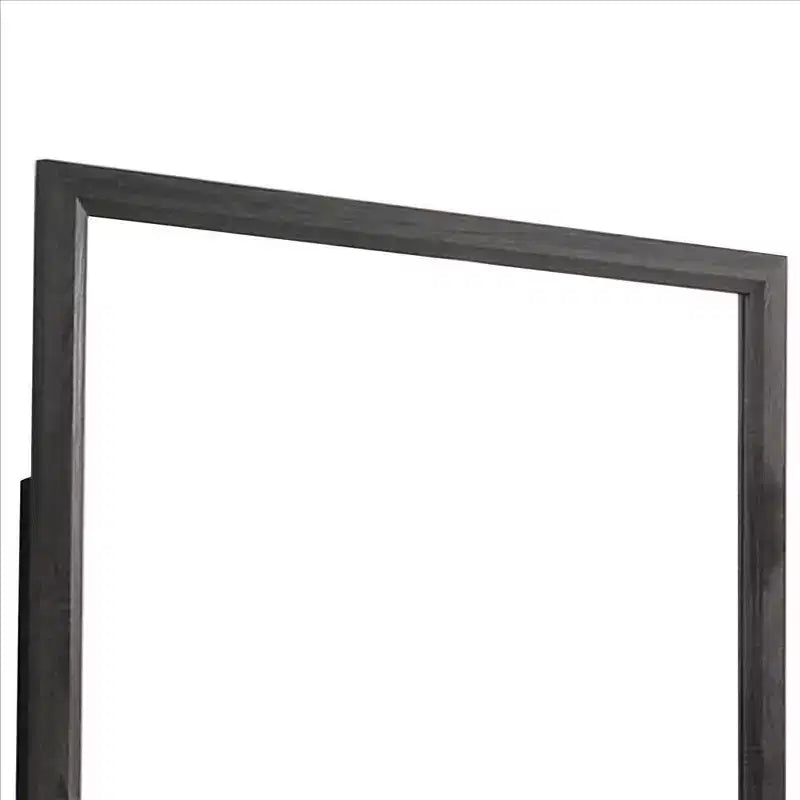 Specchio da parete rettangolare con cornice in legno da 39 pollici, grigio