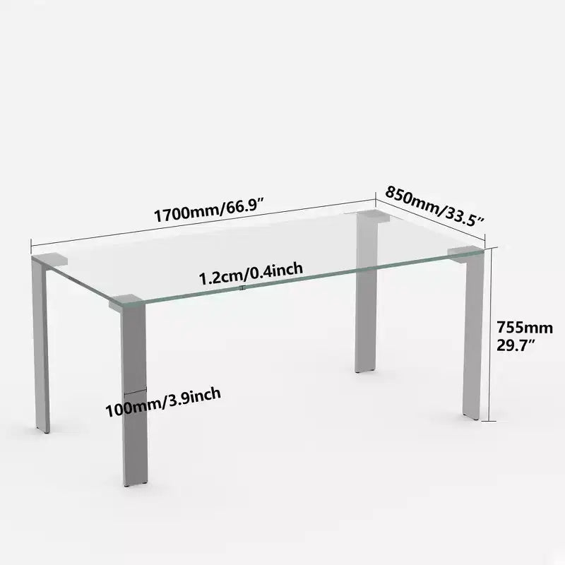 Tavolo da pranzo da 170 cm in vetro temperato con gambe in metallo