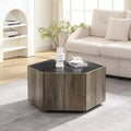 Modern Hexagon Coffee Table with Faux Marble Top and Hidden Storage Drawers, Center Table for Living Room - Panipeachy