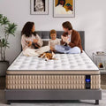 Whisen 14 King Hybrid Mattress, Memory Foam Mattress, Pocket Innerspring, Fiberglass-Free - Beige & White