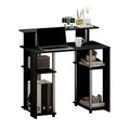 HOMLUX 35 Computer Desk Study Writing Workstation w/ Dual Side Shelves & Elevated Printer Shelf