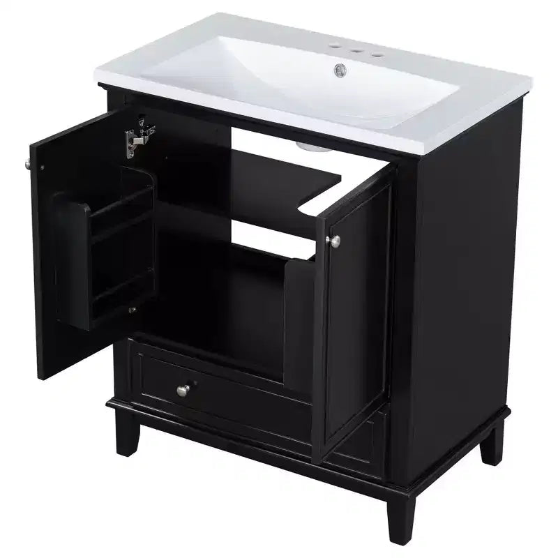 Mobiletto da bagno da 76 cm senza lavabo, autoportante con cassetto e anta, struttura in MDF