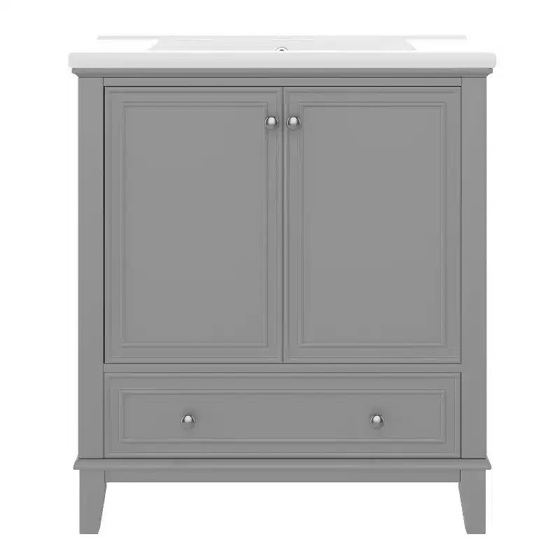 Mobiletto da bagno da 76 cm senza lavabo, autoportante con cassetto e anta, struttura in MDF
