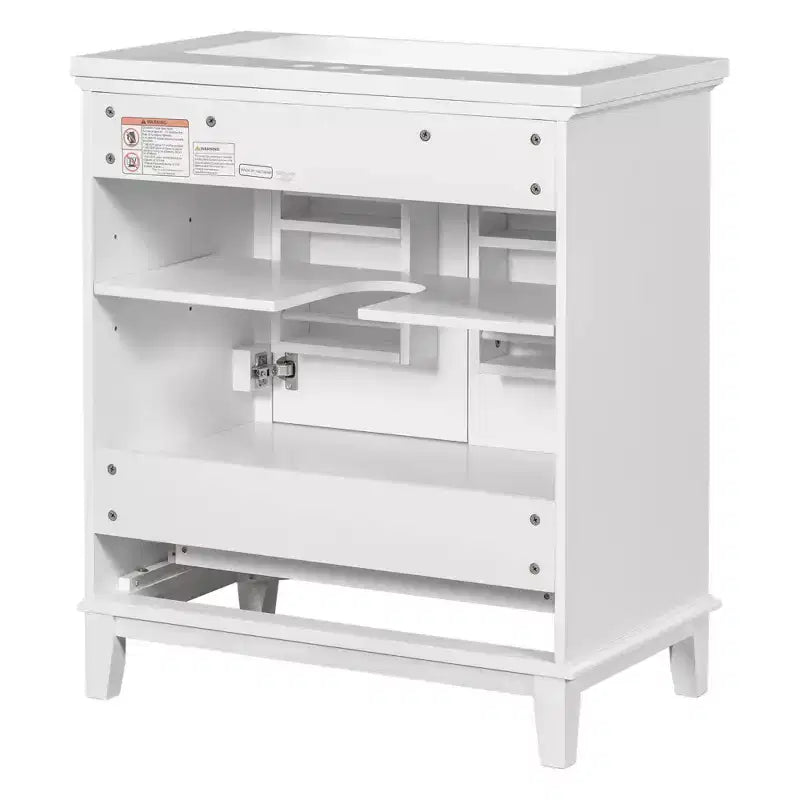Mobiletto da bagno da 76 cm senza lavabo, autoportante con cassetto e anta, struttura in MDF