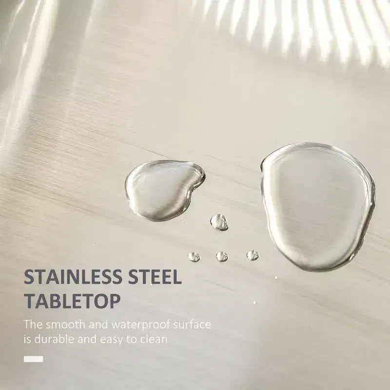 Carrello da Cucina su Ruote con Top in Acciaio Inox, Cassetto, Portasciugamani e Portaspezie