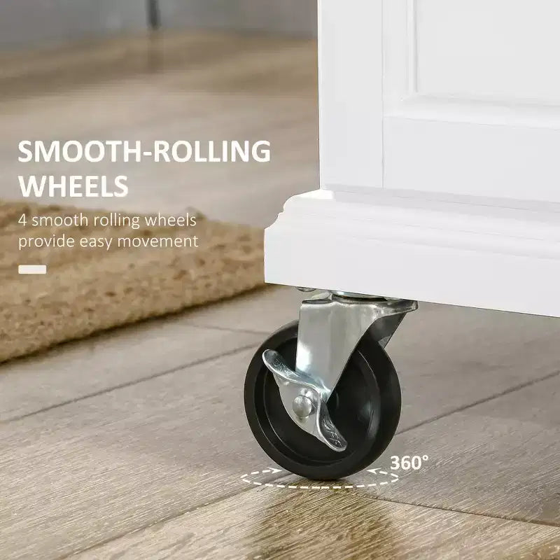 Carrello da Cucina su Ruote con Top in Acciaio Inox, Cassetto, Portasciugamani e Portaspezie