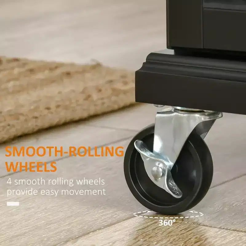 Carrello da Cucina su Ruote con Top in Acciaio Inox, Cassetto, Portasciugamani e Portaspezie