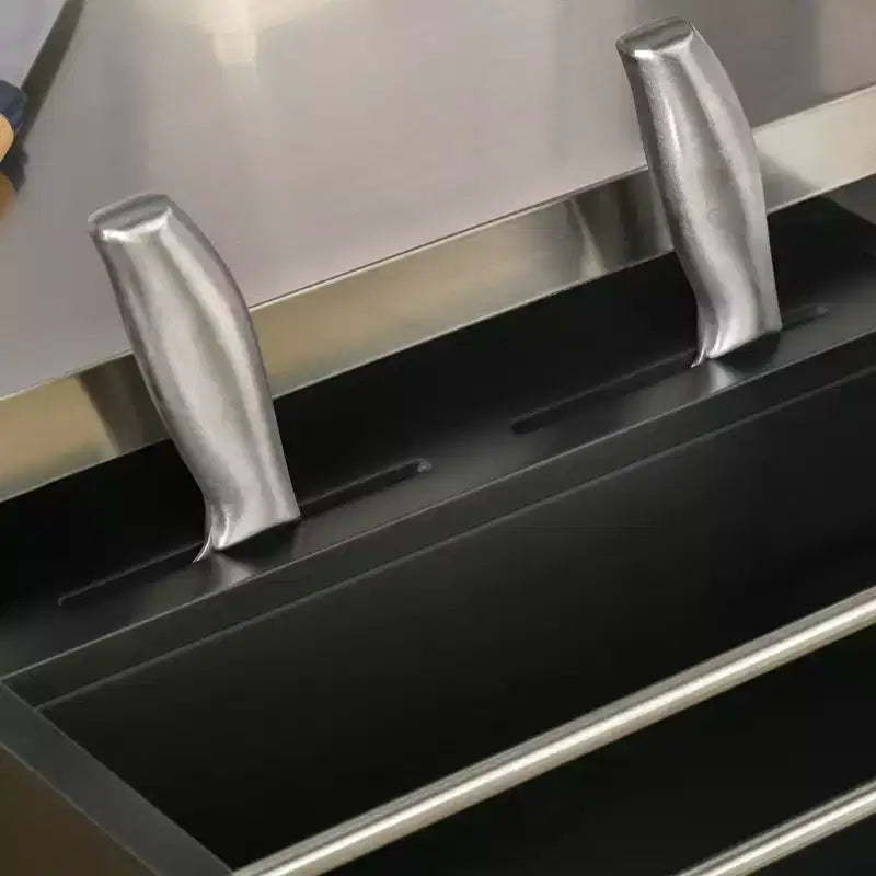 Carrello da Cucina su Ruote con Top in Acciaio Inox, Cassetto, Portasciugamani e Portaspezie