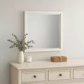 Royal Hampton Dresser Mirror, Beveled Glass, Antique White Finished Solid Wood, 38 Inch
