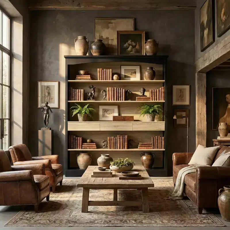 Libreria a giorno a 5 ripiani con 3 cassetti, struttura in MDF, 65"L x 78,7"A x 12,7"P