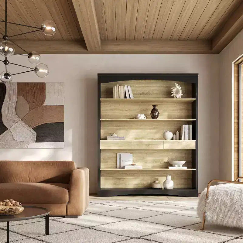 Libreria a giorno a 5 ripiani con 3 cassetti, struttura in MDF, 65"L x 78,7"A x 12,7"P