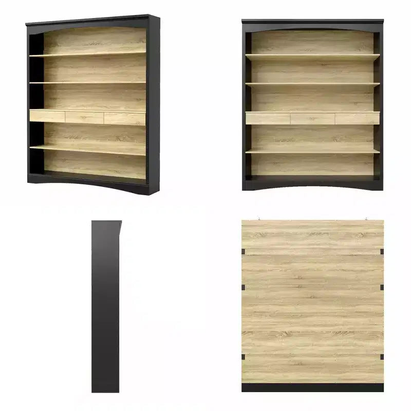Libreria a giorno a 5 ripiani con 3 cassetti, struttura in MDF, 65"L x 78,7"A x 12,7"P