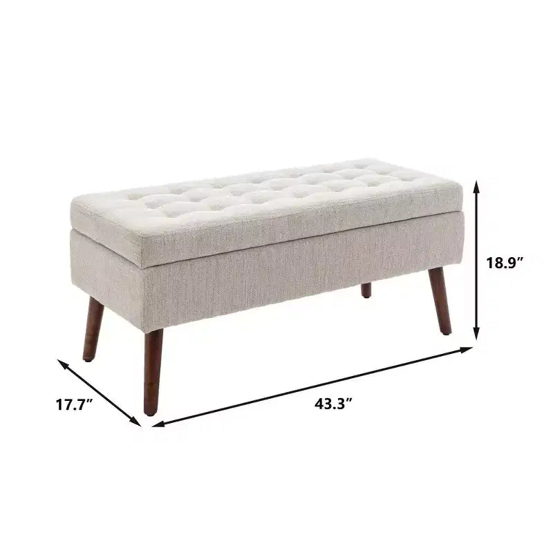 Panca contenitore rettangolare con gambe in legno e rivestimento in pelle sintetica