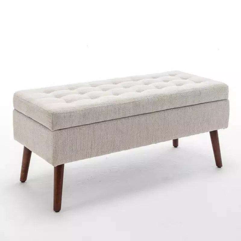 Panca contenitore rettangolare con gambe in legno e rivestimento in pelle sintetica