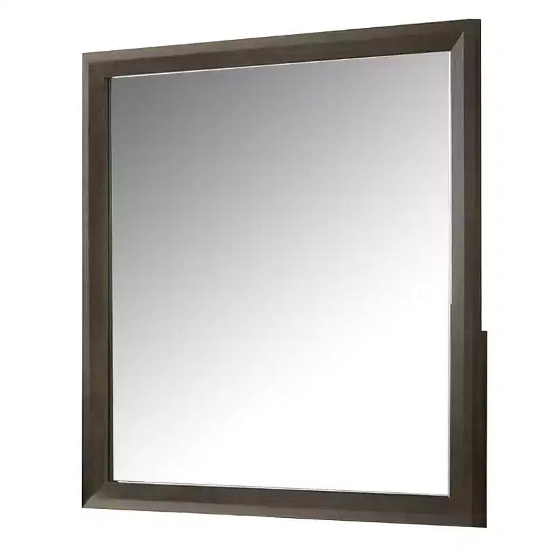 Specchio per Comò con Vetro Smussato, Cornice in Legno Marrone Scuro, 44 x 45 Pollici