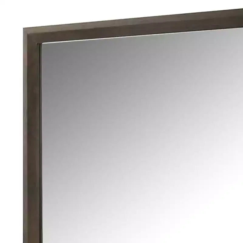 Specchio per Comò con Vetro Smussato, Cornice in Legno Marrone Scuro, 44 x 45 Pollici