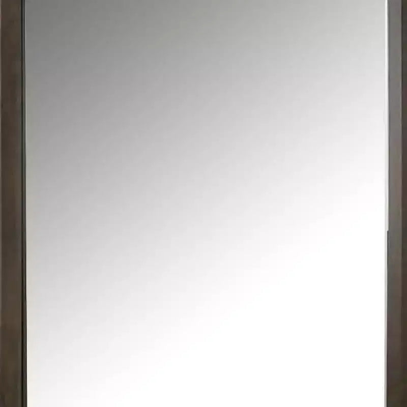 Specchio per Comò con Vetro Smussato, Cornice in Legno Marrone Scuro, 44 x 45 Pollici