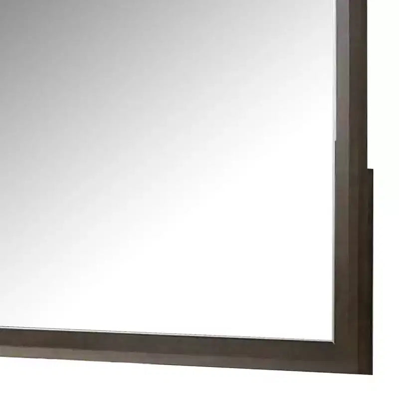 Specchio per Comò con Vetro Smussato, Cornice in Legno Marrone Scuro, 44 x 45 Pollici