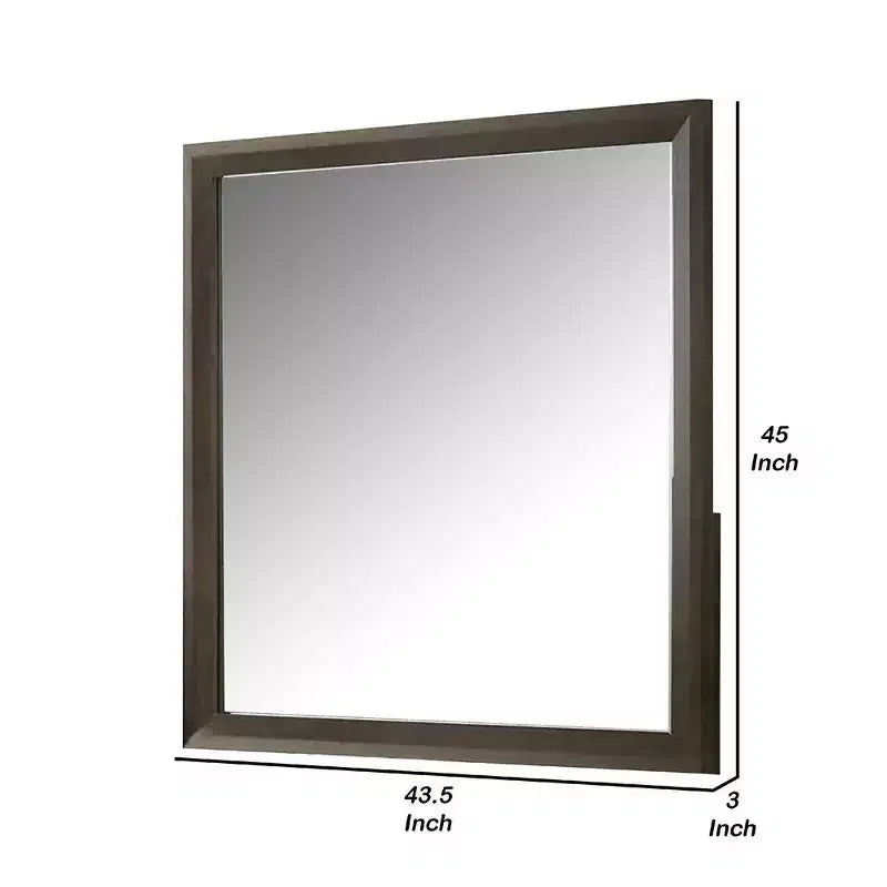 Specchio per Comò con Vetro Smussato, Cornice in Legno Marrone Scuro, 44 x 45 Pollici