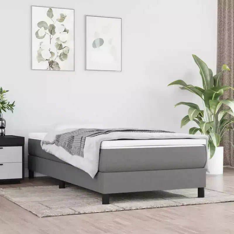 Bed Frame Dark grey Fabric (100% polyester), plywood, engineered wood