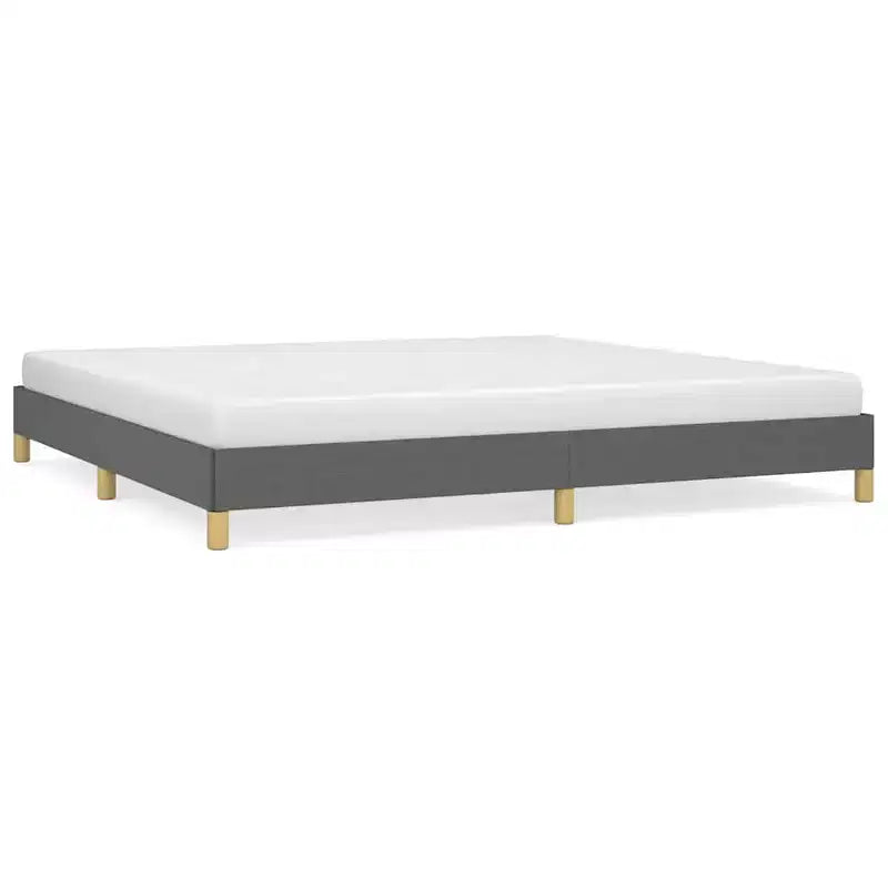 Struttura letto king size in tessuto grigio, non necessita di rete a molle