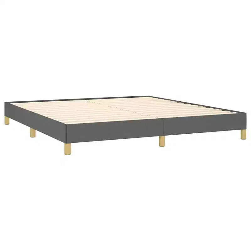 Struttura letto king size in tessuto grigio, non necessita di rete a molle