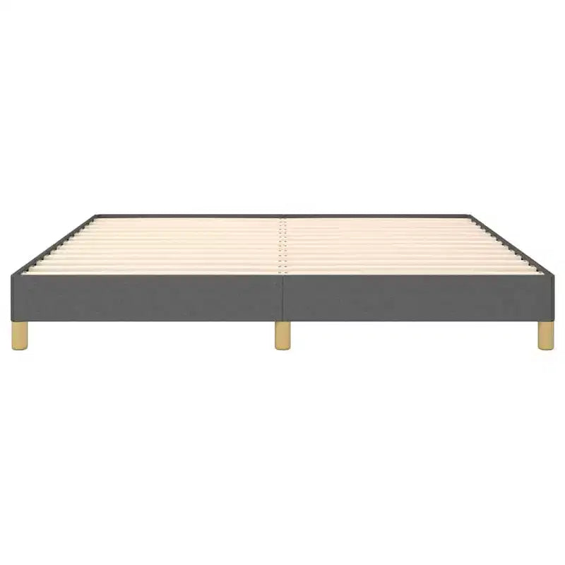 Struttura letto king size in tessuto grigio, non necessita di rete a molle