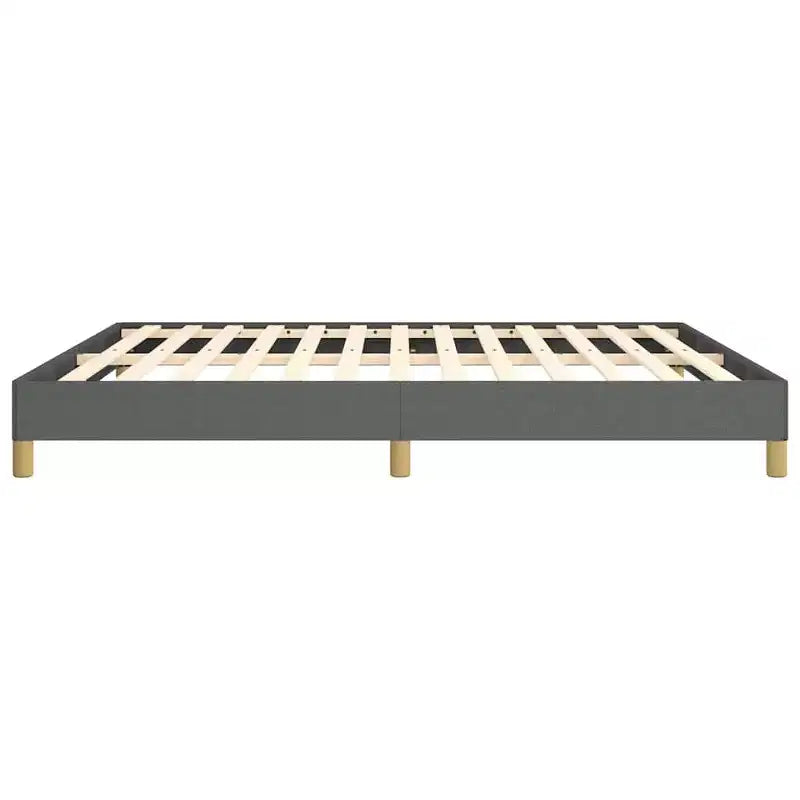 Struttura letto king size in tessuto grigio, non necessita di rete a molle