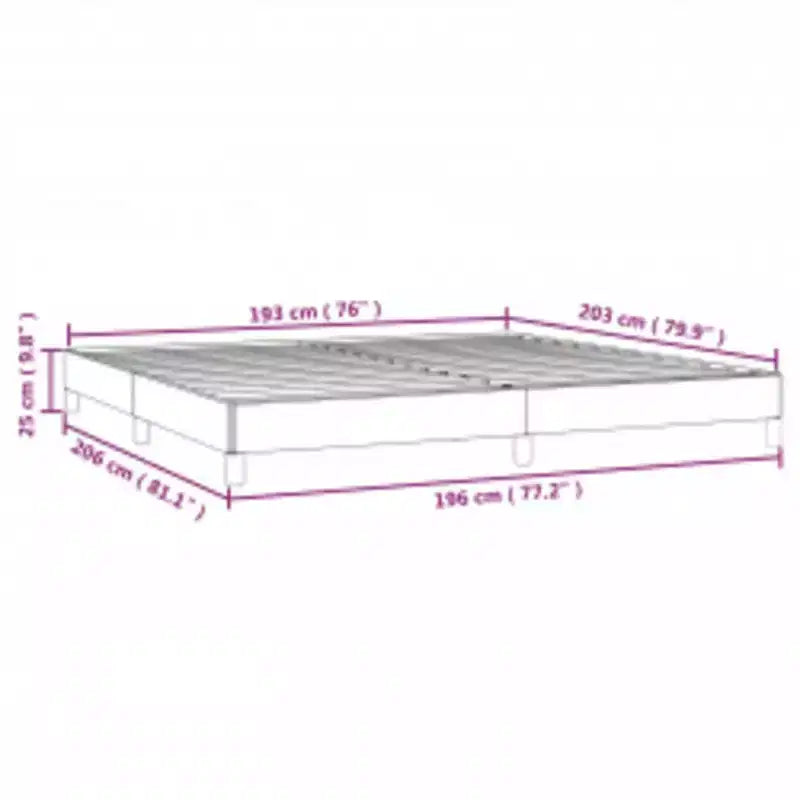 Struttura letto king size in tessuto grigio, non necessita di rete a molle