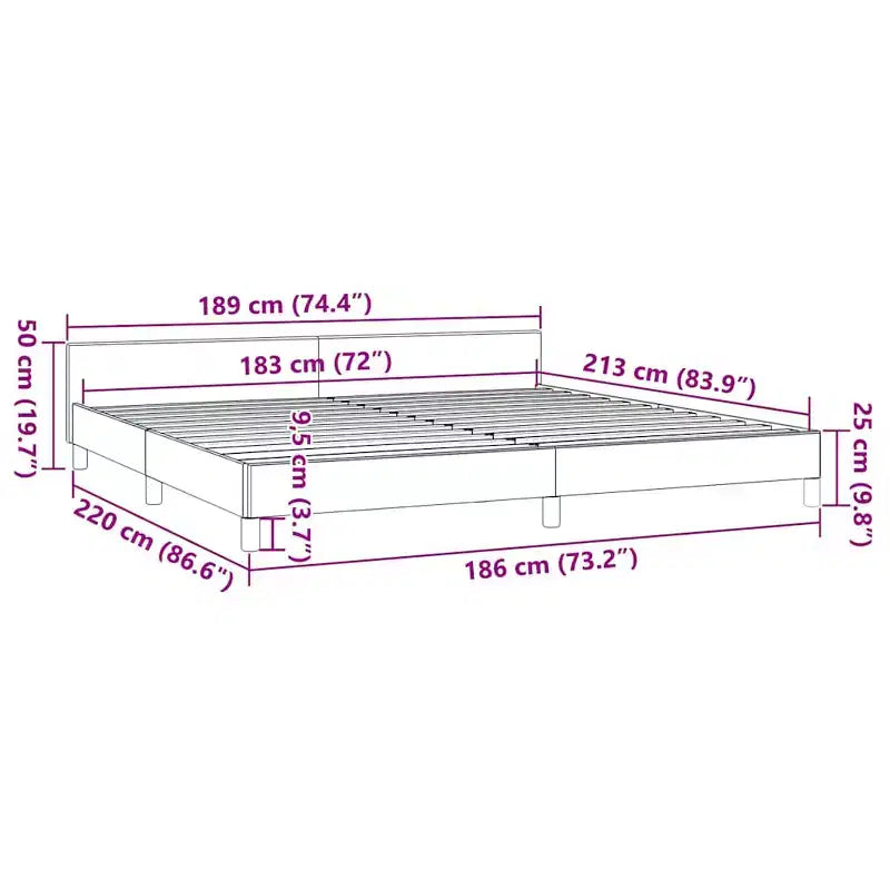 Struttura letto California King con testiera, in ecopelle nera, 34,1"L x 86,3"P x 7,8"A