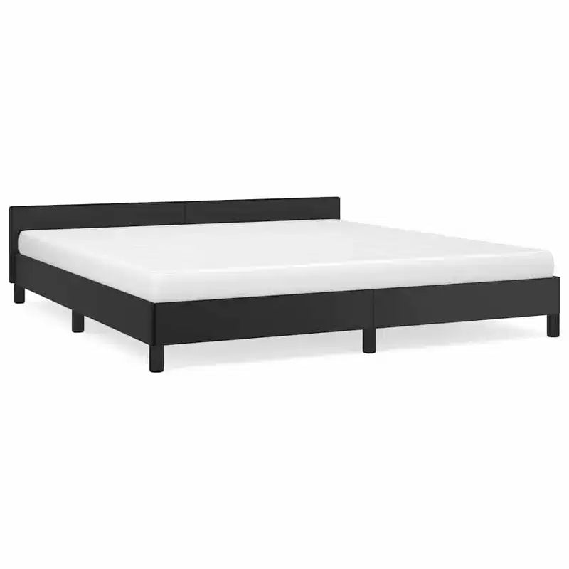 Struttura letto California King con testiera, in ecopelle nera, 34,1"L x 86,3"P x 7,8"A
