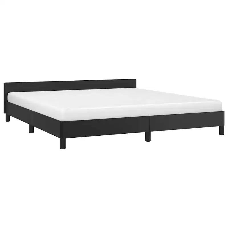 Struttura letto California King con testiera, in ecopelle nera, 34,1"L x 86,3"P x 7,8"A