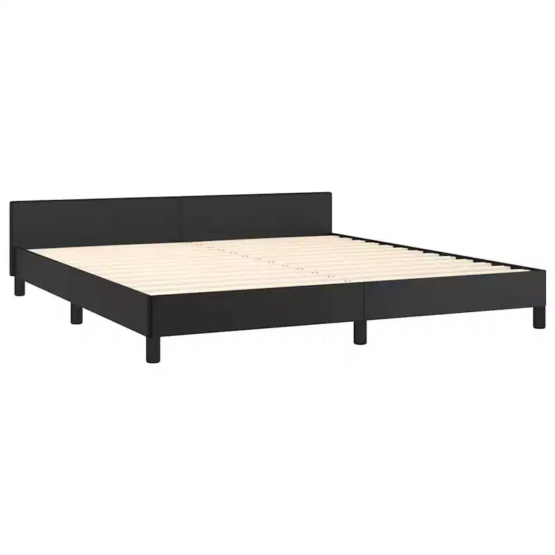 Struttura letto California King con testiera, in ecopelle nera, 34,1"L x 86,3"P x 7,8"A