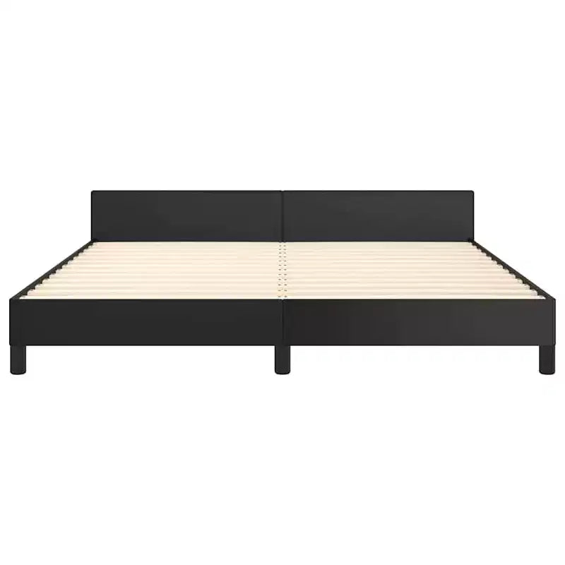 Struttura letto California King con testiera, in ecopelle nera, 34,1"L x 86,3"P x 7,8"A