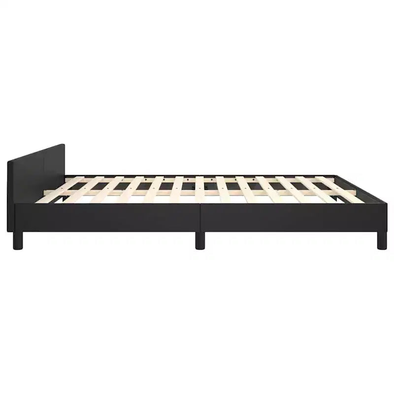 Struttura letto California King con testiera, in ecopelle nera, 34,1"L x 86,3"P x 7,8"A