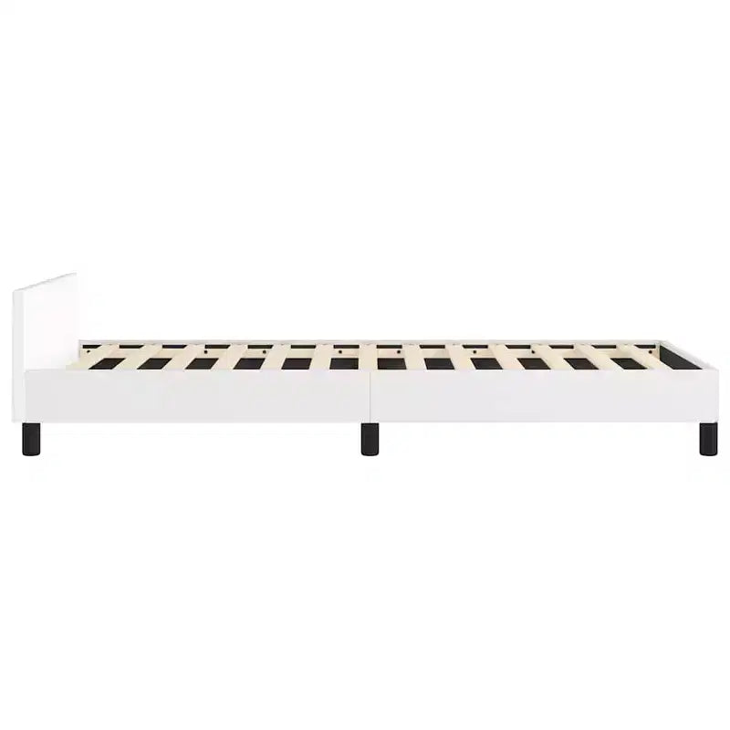 Struttura letto singolo con testiera, in similpelle bianca, 40,6 cm L x 77,7 cm P x 19,8 cm H