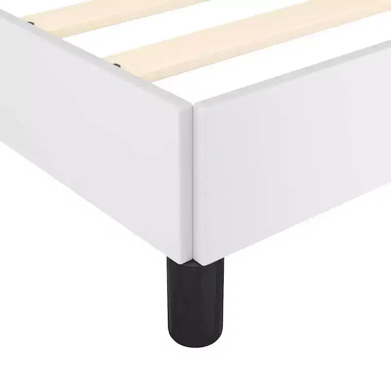 Struttura letto singolo con testiera, in similpelle bianca, 40,6 cm L x 77,7 cm P x 19,8 cm H