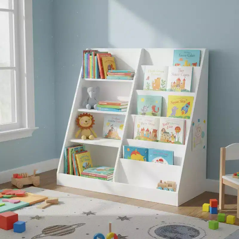Homy Casa Kids Bookshelf and Toy Storage Organizer with Open Shelves, White