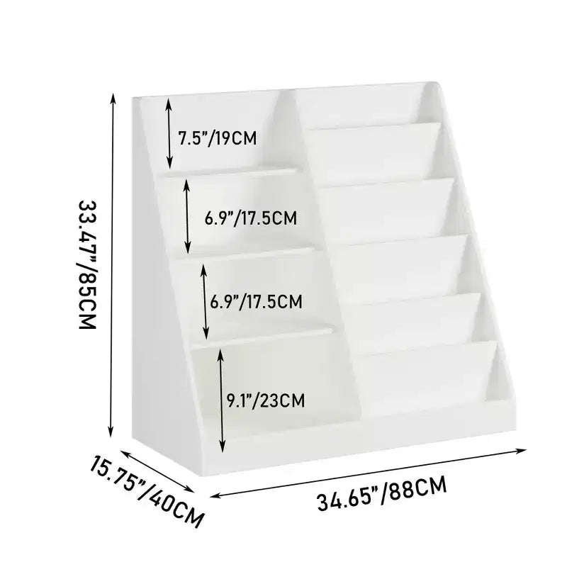 Libreria per Bambini e Organizzatore Porta Giocattoli con Ripiani Aperti, Bianco, 88,1 cm L x 40,1 cm P x 85,1 cm H