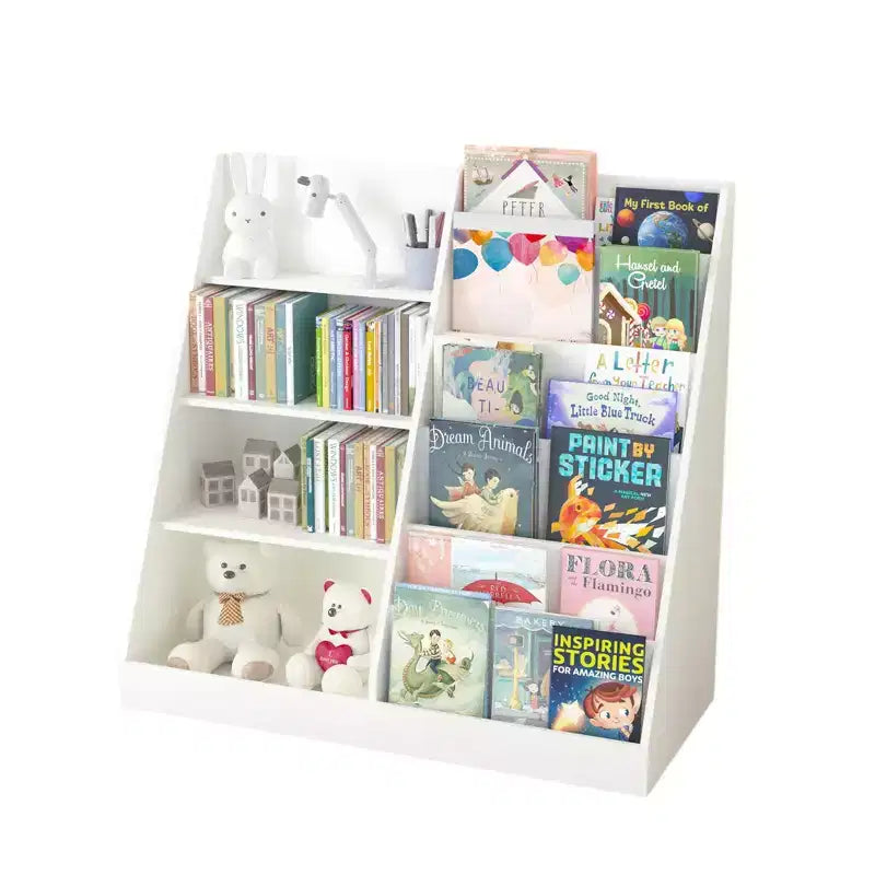 Libreria per Bambini e Organizzatore Porta Giocattoli con Ripiani Aperti, Bianco, 88,1 cm L x 40,1 cm P x 85,1 cm H