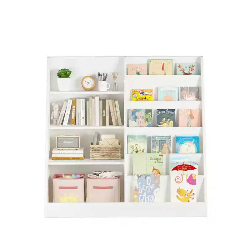 Libreria per Bambini e Organizzatore Porta Giocattoli con Ripiani Aperti, Bianco, 88,1 cm L x 40,1 cm P x 85,1 cm H