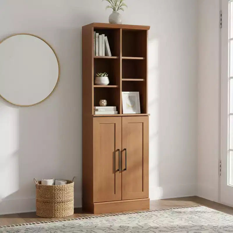 Homy Casa Storage Cabinet with Adjustable Shelves and Doors, Brown