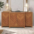 Galano 4-Door Chevron Sideboard Buffet in Amber Walnut 61.9 W  19.6 D  30 H