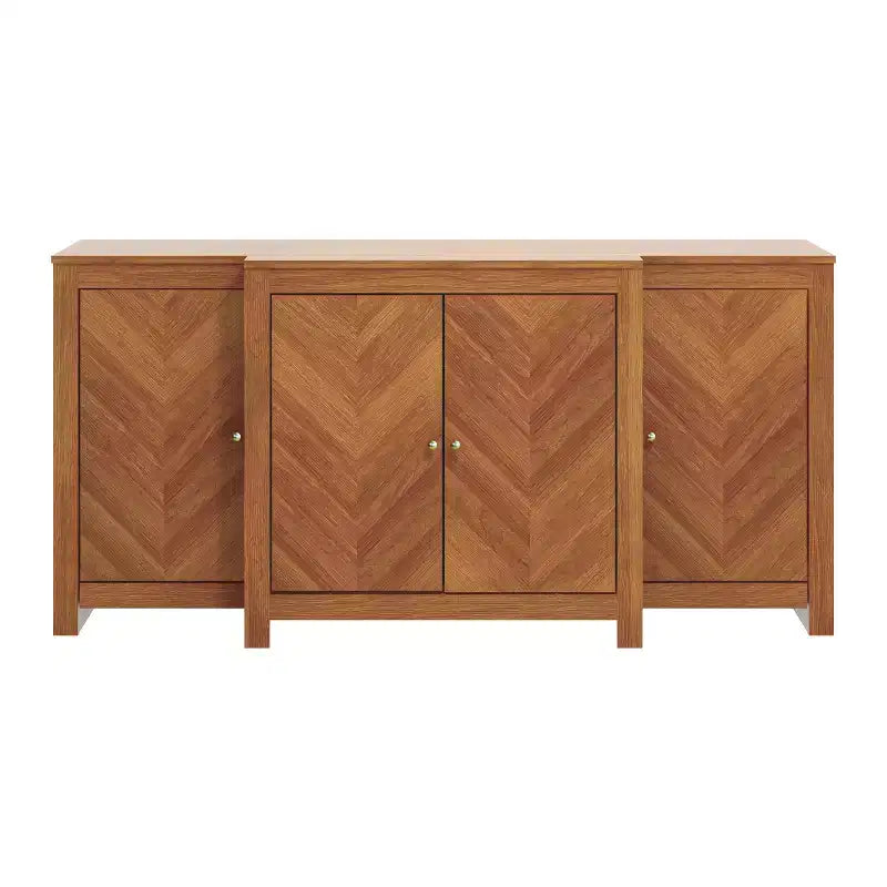 Credenza/Buffet Chevron a 4 Ante Finitura Noce Ambra, 61,9"L x 19,6"P x 30"A