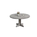 Gray Round Dining Table with Curved Legs - Wood Panel Construction Suitable for Dining Room