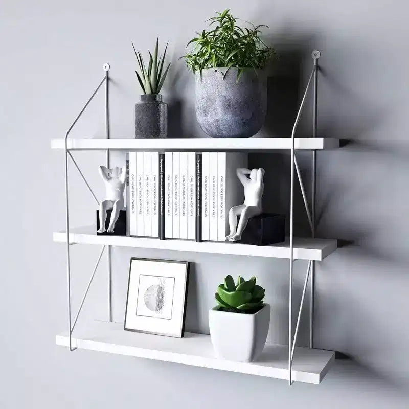 3 - Tier Display Wall Shelf Storage Rack Holder White Modern Home Office Organizer
