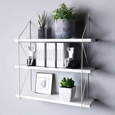 3 - Tier Display Wall Shelf Storage Rack Holder White Modern Home Office Organizer