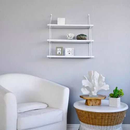 Scaffale da parete a 3 ripiani, Bianco, Organizzatore moderno per ufficio