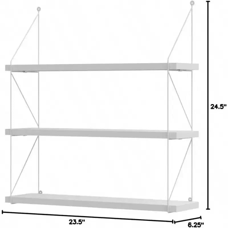 Scaffale da parete a 3 ripiani, Bianco, Organizzatore moderno per ufficio
